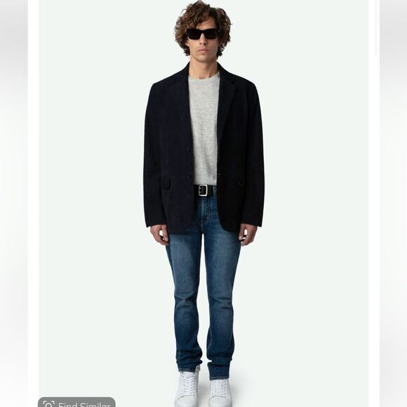 $798 •Zadig & Voltaire Valfried Suede Blazer Black Medium NWT - Picture 1 of 13
